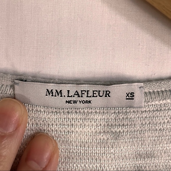 MM LaFleur The Coleman Top Short Sleeve Knitted Gray Ivory Textured Stripe Sz XS - Picture 8 of 11